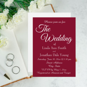 Cranberry Red Simple Style Wedding Einladung