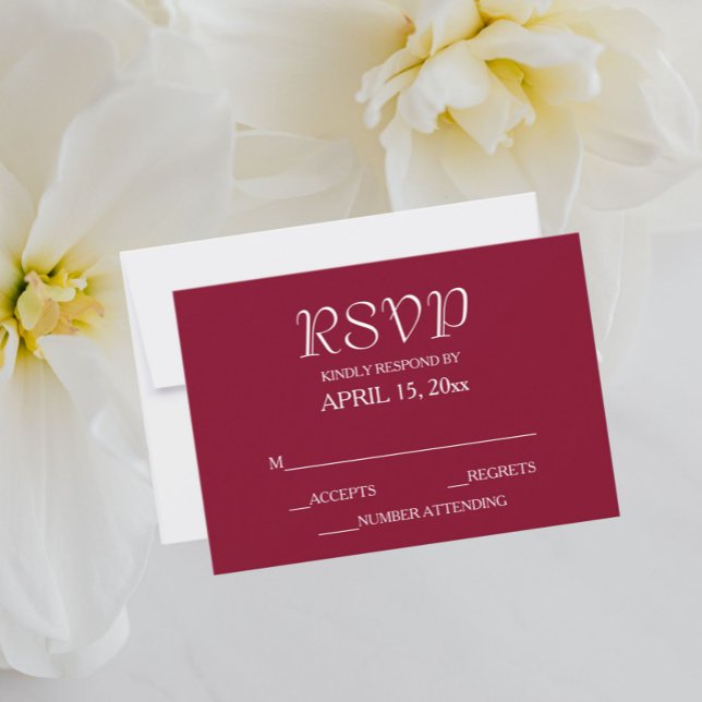 Cranberry Red Simple Style Wedding RSVP Karte (In Situ Wedding)