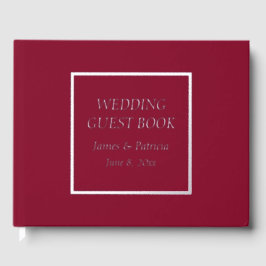 Cranberry Red Simple Stylized Letters Wedding Gästebuch
