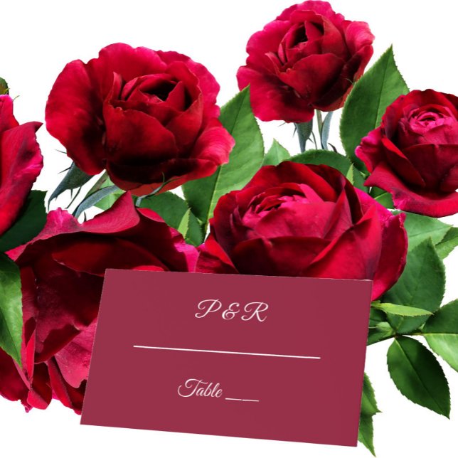 Cranberry Red Simple Stylized Script Wedding Platzkarte (In Situ Wedding)