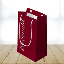 Cranberry Red Stilistische Script Wedding Bridesma Kleine Geschenktüte