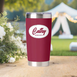 Cranberry Red Stylized Wedding Bridesmaid Thermobecher