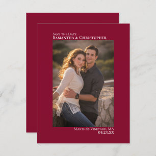 Cranberry Red Vertical Foto Minimalistische Hochze Save The Date