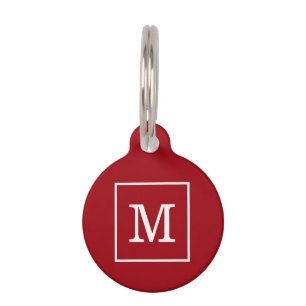 Cranberry Red White Gerahmt Initial Monogram Tiermarke