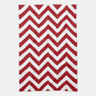 Cranberry Red White Large Zickzack ZigZag Muster Küchentuch