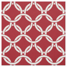Cranberry Red, White Linked Circles Muster #1