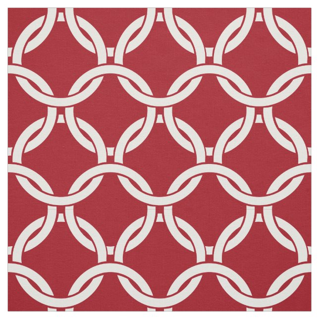 Cranberry Red, White Linked Circles Muster #1 Stoff (Muster)