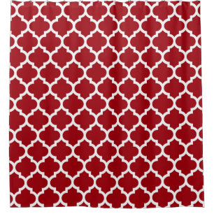 Cranberry Red White marokkanisches Quatrefolienmus Duschvorhang