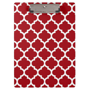 Cranberry Red White marokkanisches Quatrefolienmus Klemmbrett