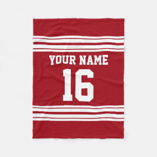 Cranberry Red White Sports Jersey Fleecedecke