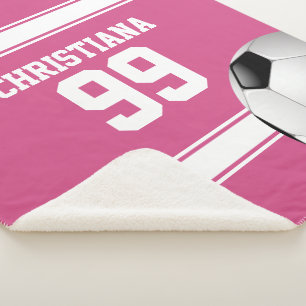 Cranberry, rosa und weiße Streifen Fußball Sherpadecke