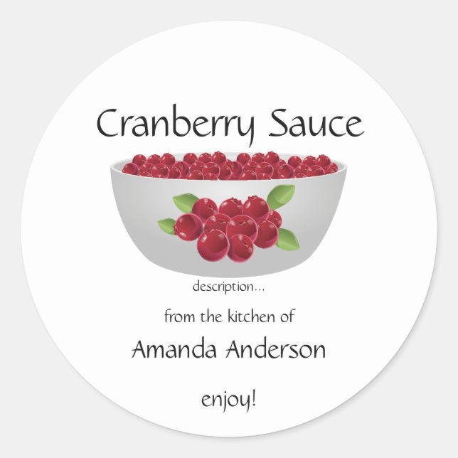 Cranberry Sauce Canning Runder Aufkleber (Vorderseite)