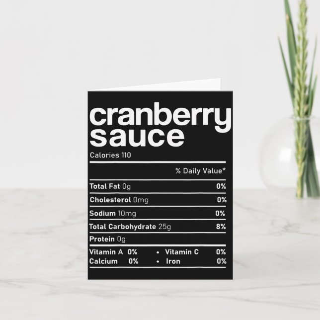 Cranberry Sauce Nutrition Funny Thanksgiving Chris Karte (Vorderseite)