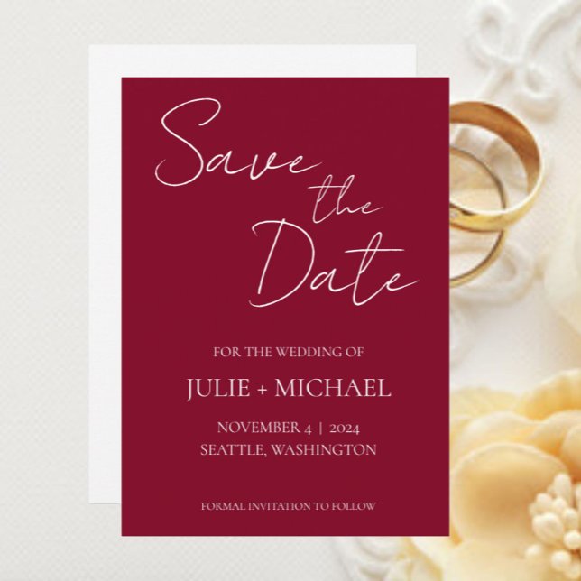 Cranberry Simple Style Wedding Save The Date (In Situ Wedding)