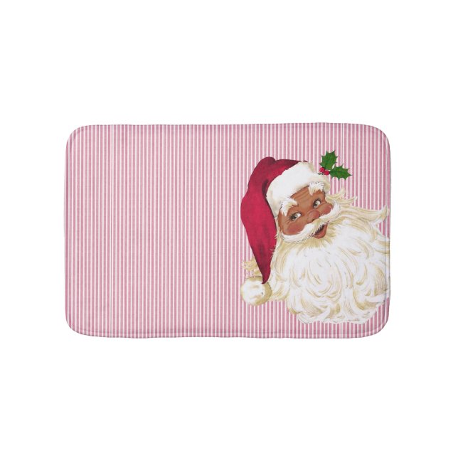 Cranberry Stripe Black Santa Claus Badematte (Vorderseite)