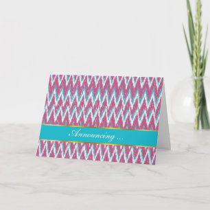 Cranberry und Aquamarines iKat ZigZag Muster Ankündigung