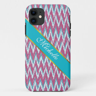 Cranberry und Aquamarines iKat ZigZag Muster Case-Mate iPhone Hülle