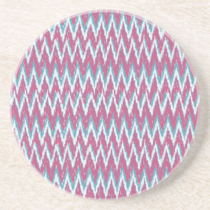 Cranberry und Aquamarines iKat ZigZag Muster Getränkeuntersetzer