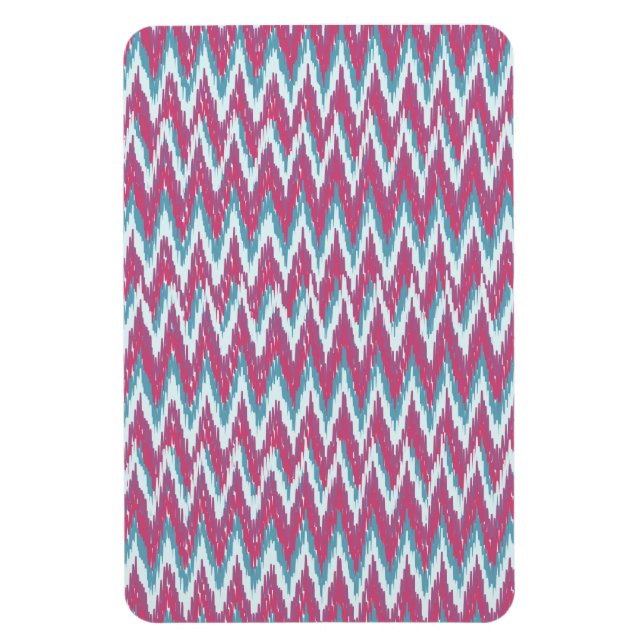 Cranberry und Aquamarines iKat ZigZag Muster Magnet (Vertikal)