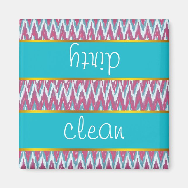 Cranberry und Aquamarines iKat ZigZag Muster Magnet (Vorne)