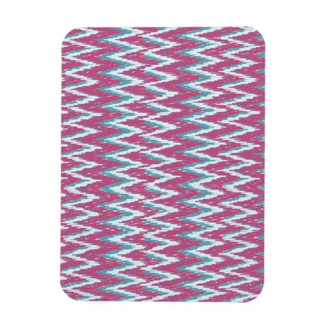 Cranberry und Aquamarines iKat ZigZag Muster Magnet (Vertikal)