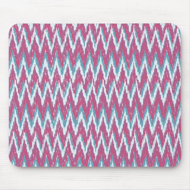 Cranberry und Aquamarines iKat ZigZag Muster Mousepad (Vorne)