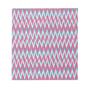 Cranberry und Aquamarines iKat ZigZag Muster Notizblock