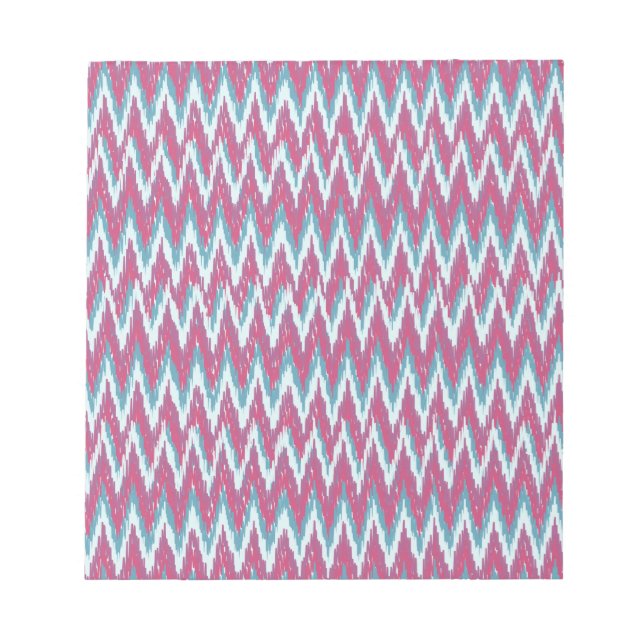 Cranberry und Aquamarines iKat ZigZag Muster Notizblock (Vorderseite)