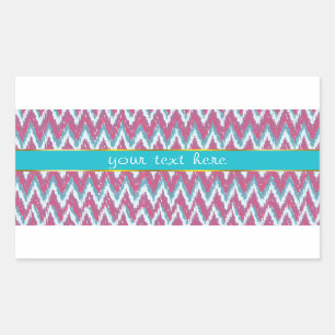 Cranberry und Aquamarines iKat ZigZag Muster Rechteckiger Aufkleber