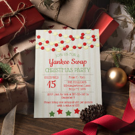 Cranberry und Popcorn Rustikale Beadboard Weihnach Einladung