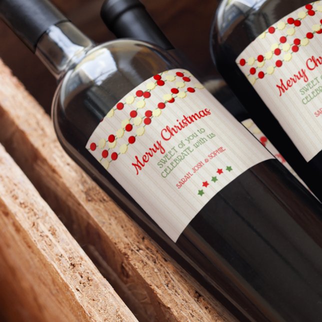 Cranberry und Popcorn Rustikale Beadboard Weihnach Weinetikett (Von Creator hochgeladen)