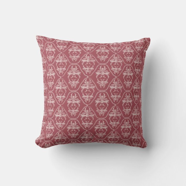 Cranberry und rosa Damask MOJO Pillow Kissen (Vorderseite)