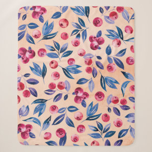 Cranberry Watercolor: Wilde Berries Nahtlos Sherpadecke