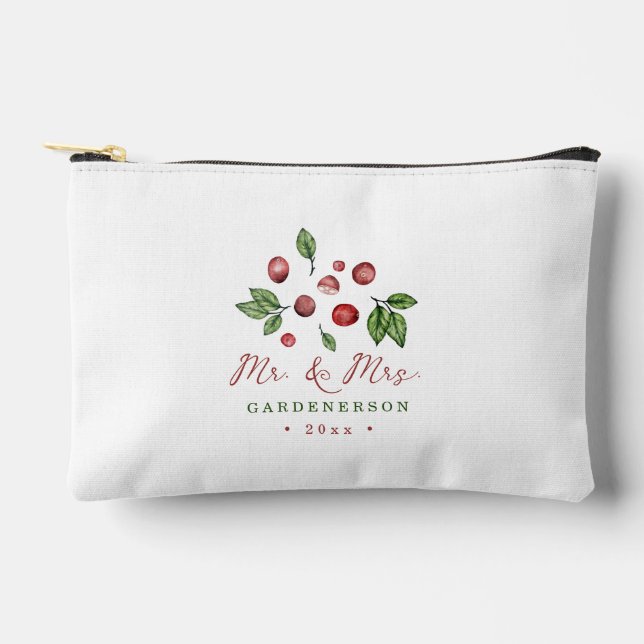 Cranberry Winter Hochzeitsdatum  Zubehörtasche (Vorderseite)