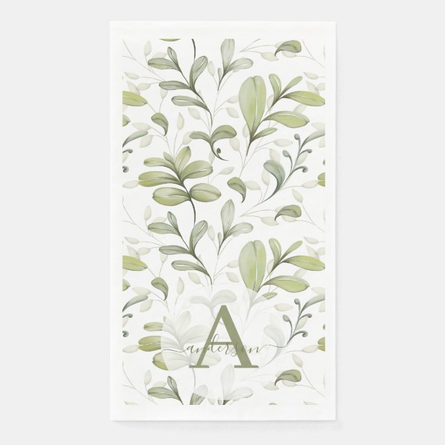 Cranberry-Zweigstelle Wasserfarbe Mit Monogramm We Serviette (Vorderseite)