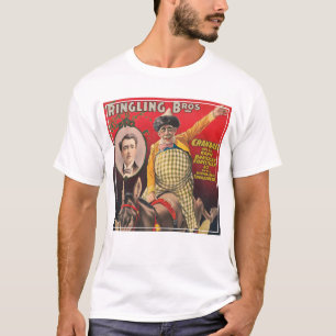 Crandall der Clown bei einer Aufführung mit seinem T-Shirt