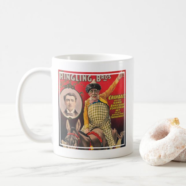 Crandall der Clown Darstellend mit seinem Maultier Kaffeetasse (Mit Donut)