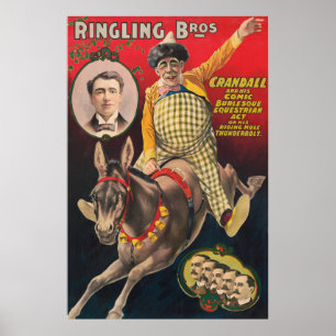 Crandall der Clown Darstellend mit seinem Maultier Poster