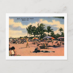 Crandon Beach, Miami, Florida Vintag Postkarte
