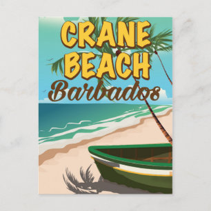 Crane Beach Barbados Urlaubsposter Postkarte