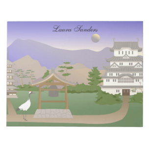 Crane Bird auf dem japanischen Tempel Personalisie Notizblock