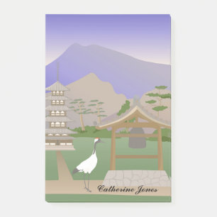 Crane Bird auf dem japanischen Tempel Personalisie Post-it Klebezettel