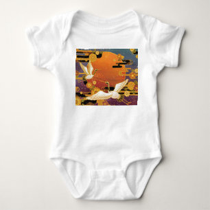 Crane Bird Chrysanthemum Japanisches Muster Baby Strampler