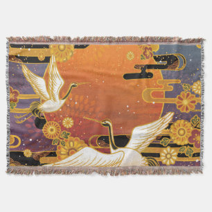Crane Bird Chrysanthemum Japanisches Muster Decke