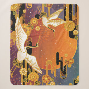 Crane Bird Chrysanthemum Japanisches Muster Sherpadecke