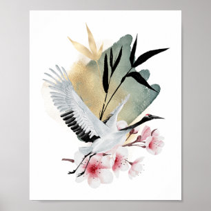 Crane Bird Japanische Artwork Poster
