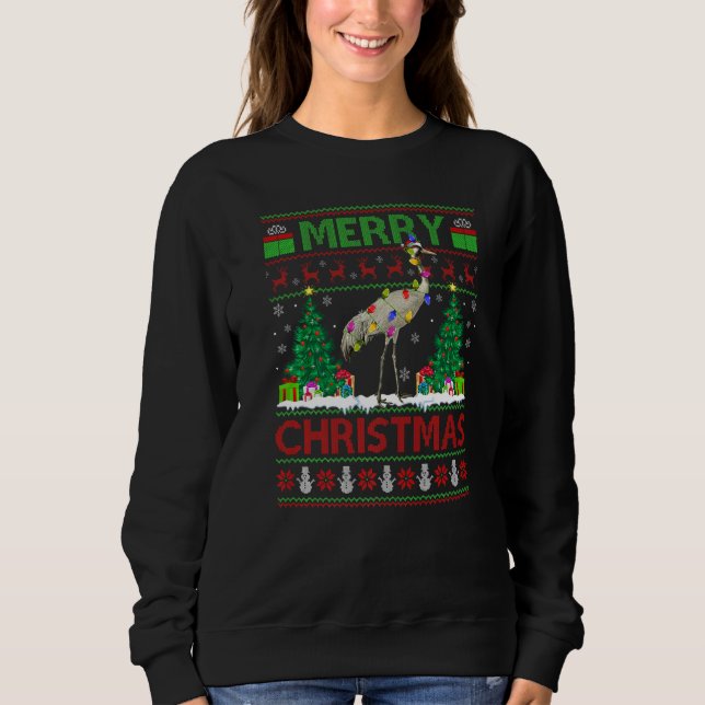 Crane Bird  Xmas Tree Ugly Santa Crane Christmas Sweatshirt (Vorderseite)
