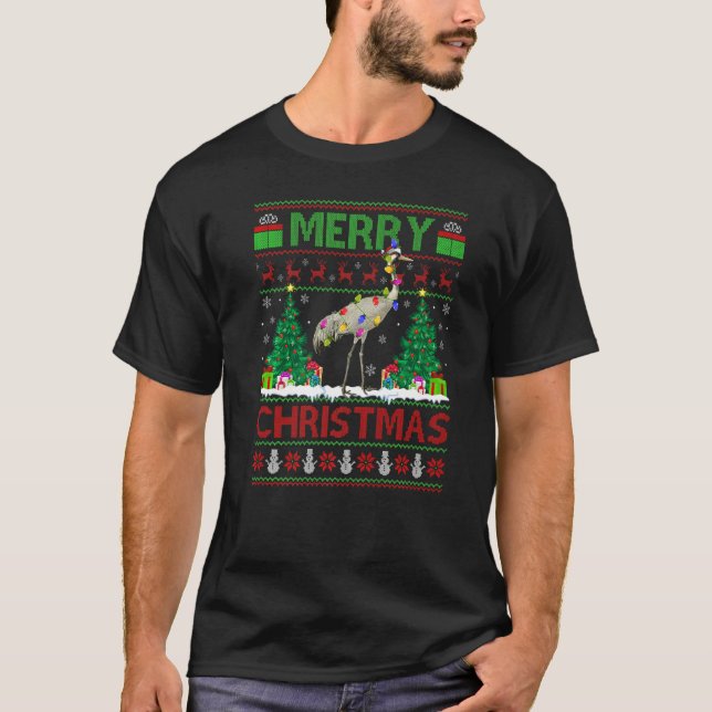 Crane Bird  Xmas Tree Ugly Santa Crane Christmas T-Shirt (Vorderseite)