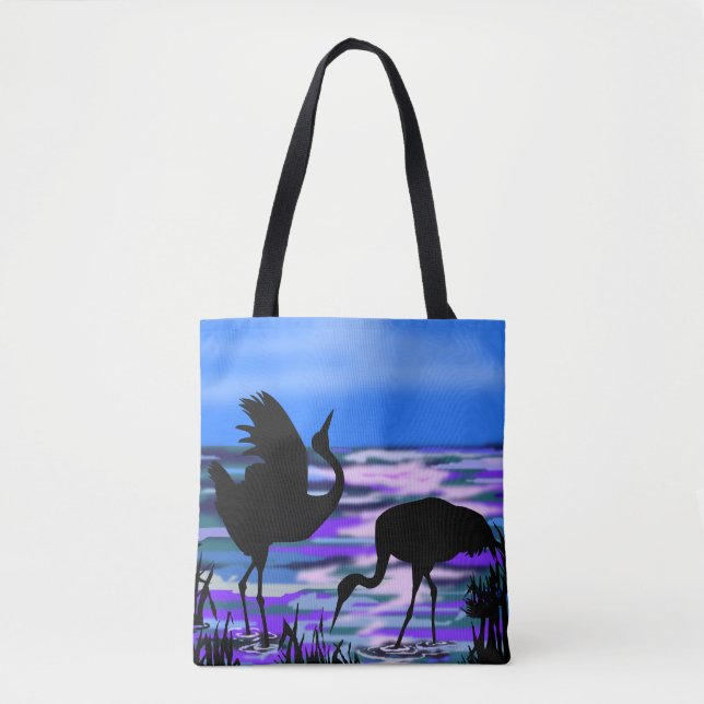 Crane Birds Tote Bag Sunset Lake (Vorderseite)