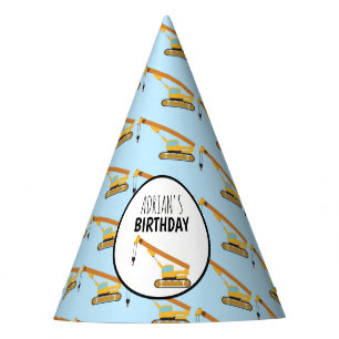 Crane Construction Truck Boy Birthday Partyhütchen